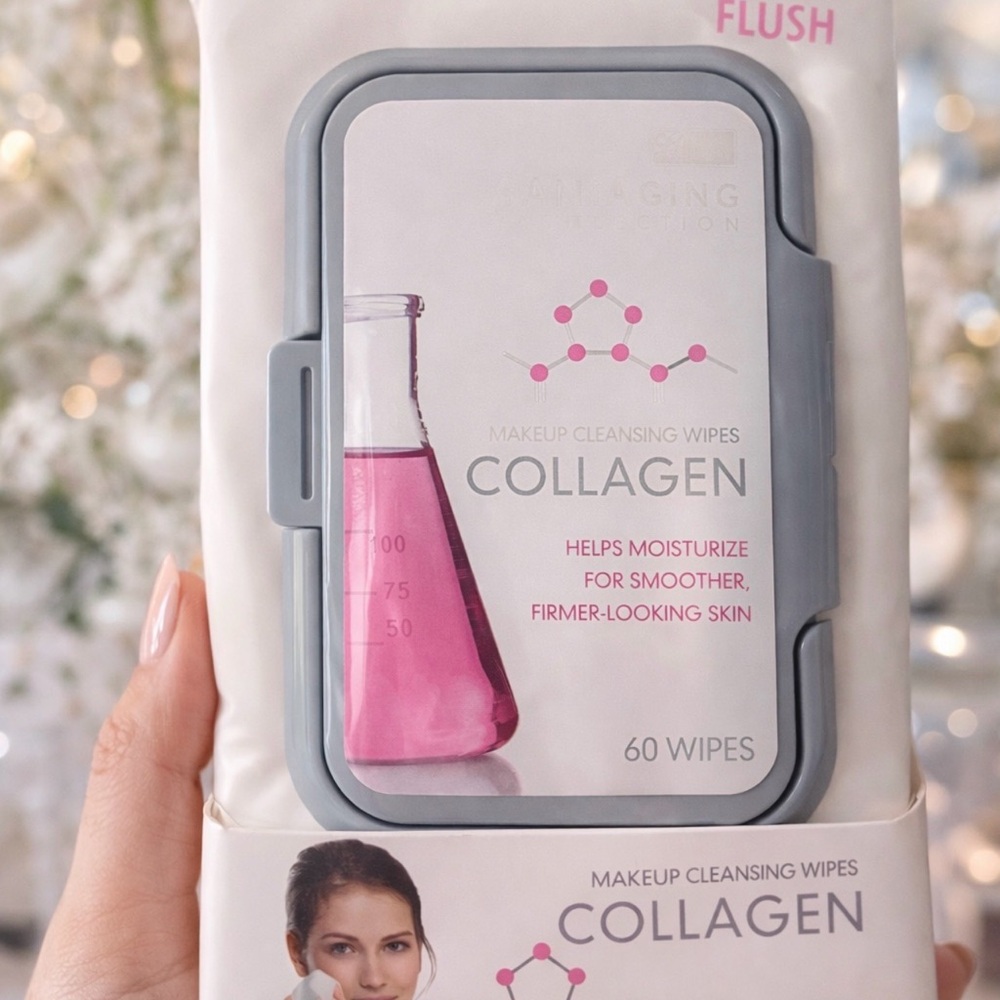 Collagen Makeup Cleansing Wipes - Pink & Light Gray Packaging